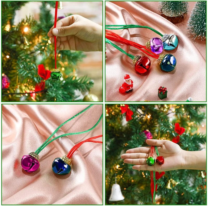 yfstyle Christmas Bell Necklaces Believe Bell Necklaces Christmas Necklace and Bracelet Set Adjustable Christmas Bell Bracelet Red Green Jingle Bell Necklaces Bell Ornaments for Christmas Party - Image 3